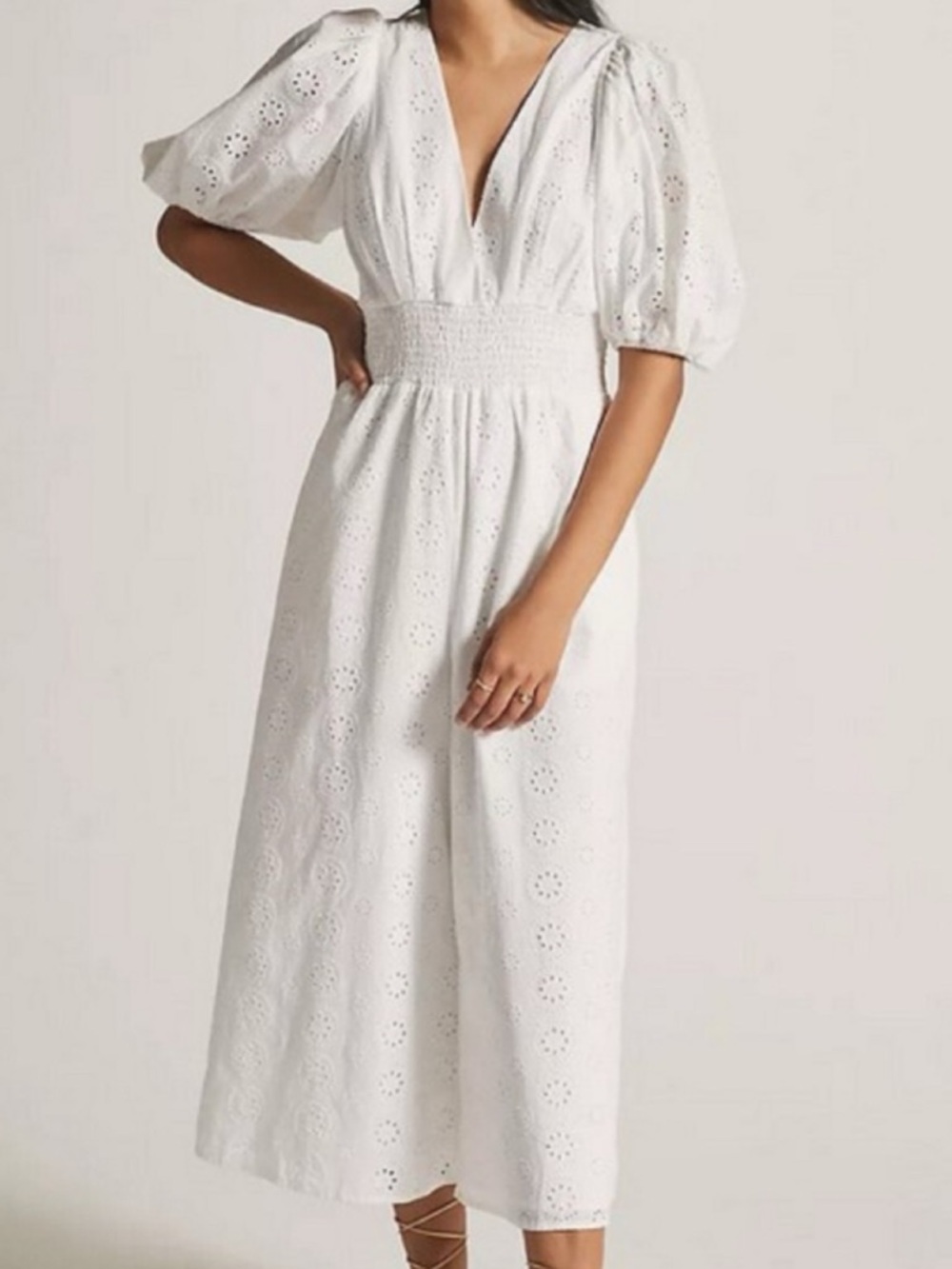 NWT  Anthropologie HUTCH Smocked-Waist Eyelet Jumpsuit, size S